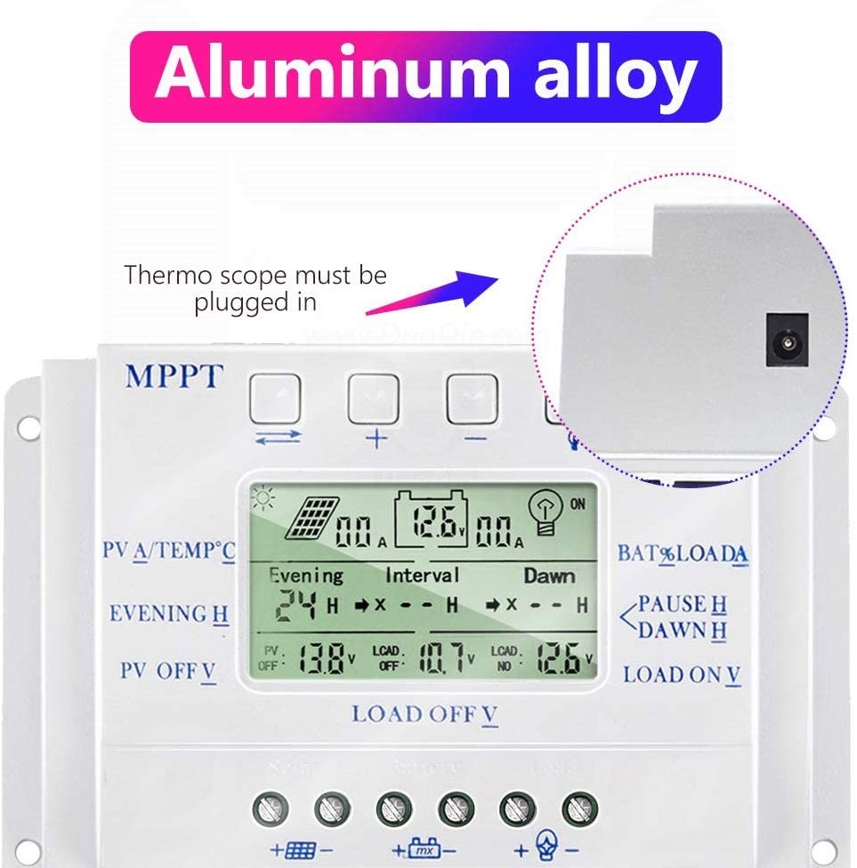 Solar Charge Controller 40 amp Solar Panel Regulator with Load Timer, 12V 40A