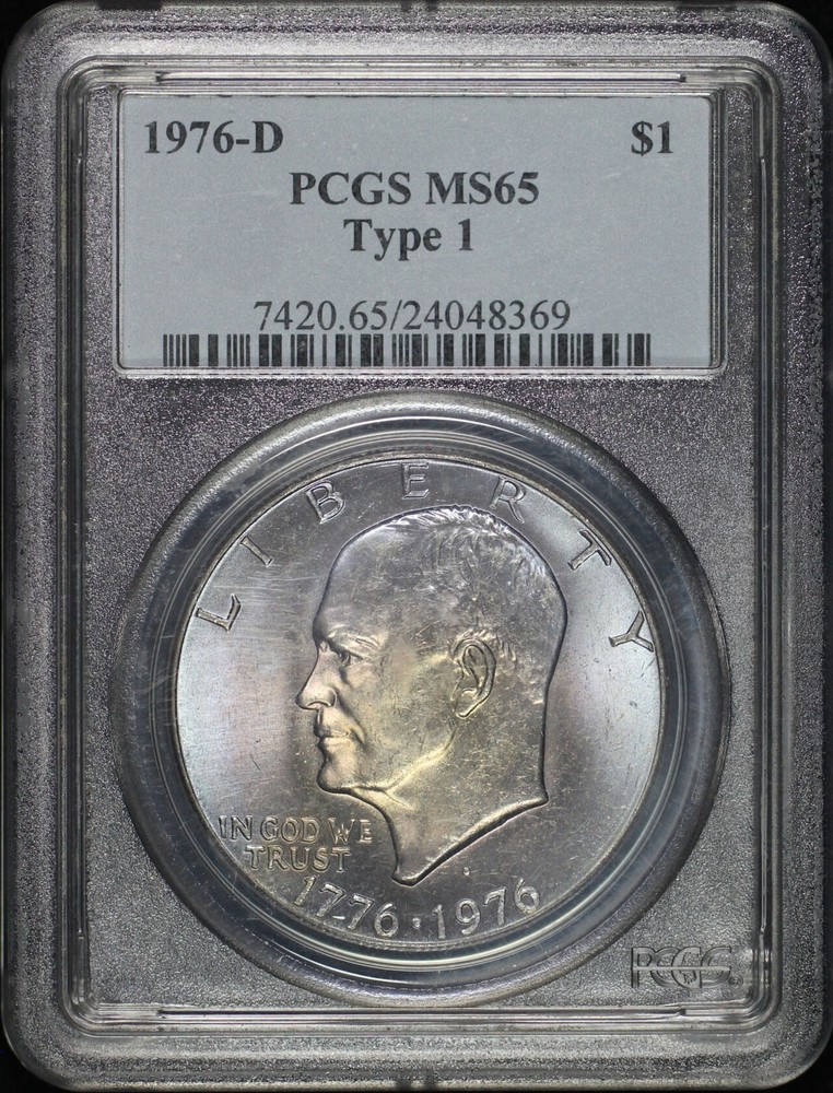 1976-D Type 1 Eisenhower Ike Dollar PCGS MS-65 - Violet & Gold Toning!