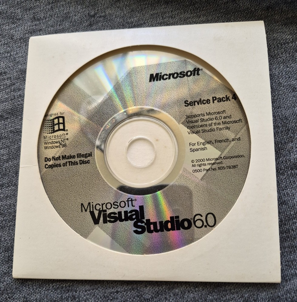 Microsoft Visual Studio 6.0 6 Enterprise Basic C++ FoxPro J++ SP Service Pack 4