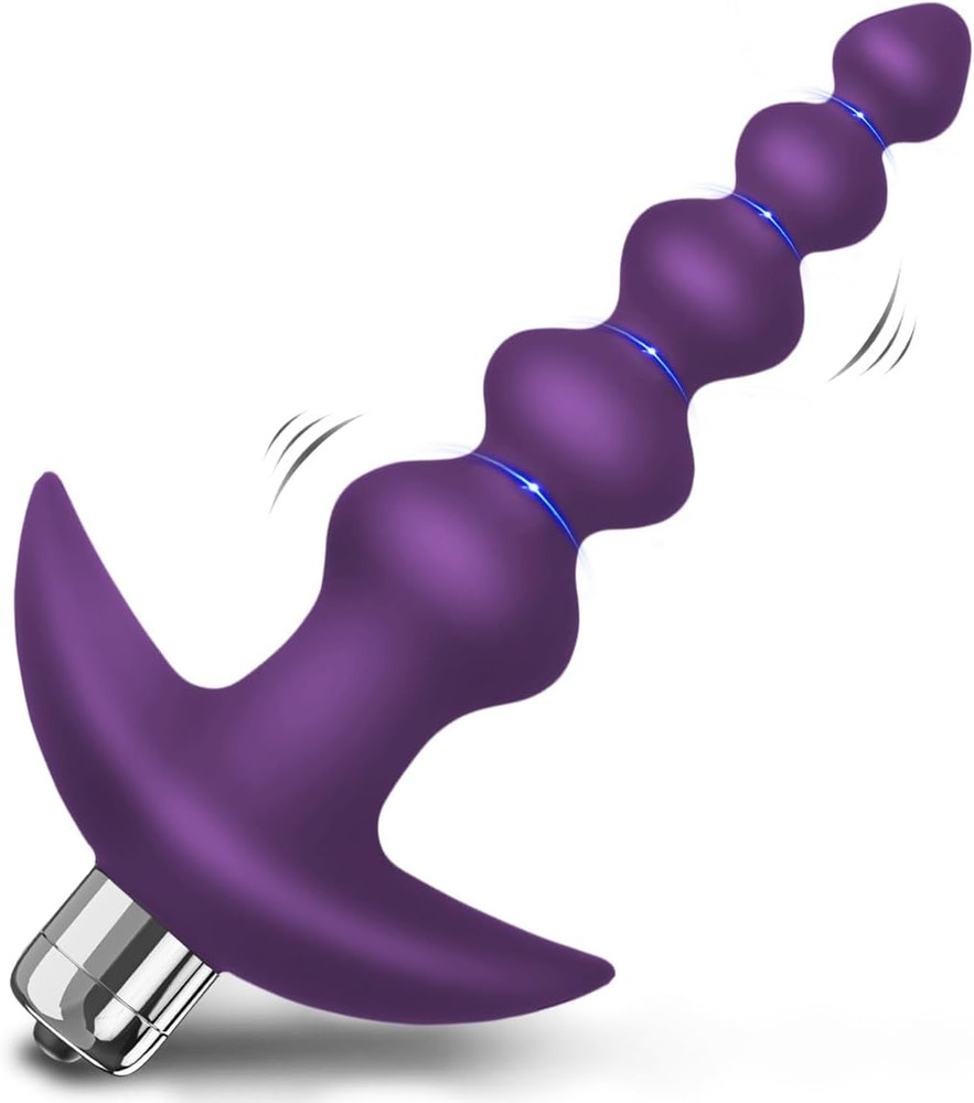 Vibrating Anal Beads Butt Plug Flexible Silicone 16 Vibration Modes Graduated De