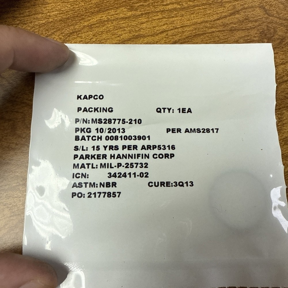 Packing PN: MS28775-210