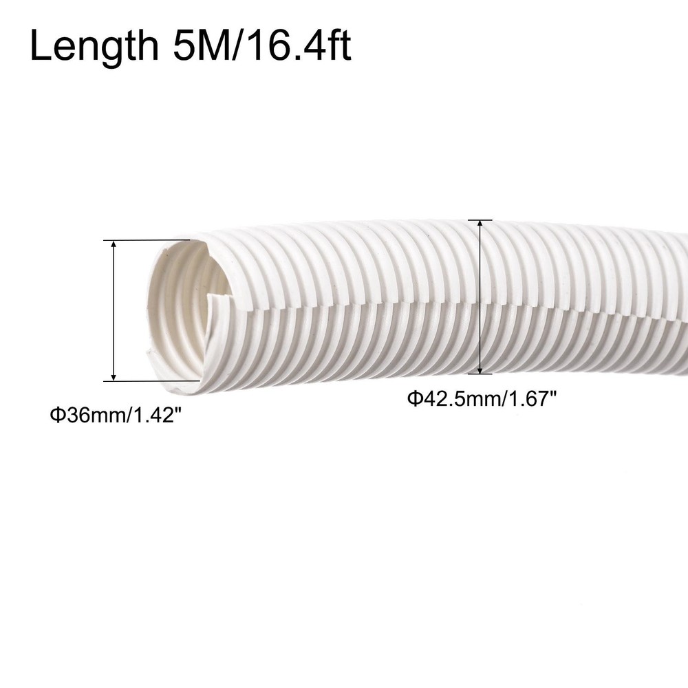 Split wire frame pipes PE corrugated pipe sheath 5M length 36x42.5mm white