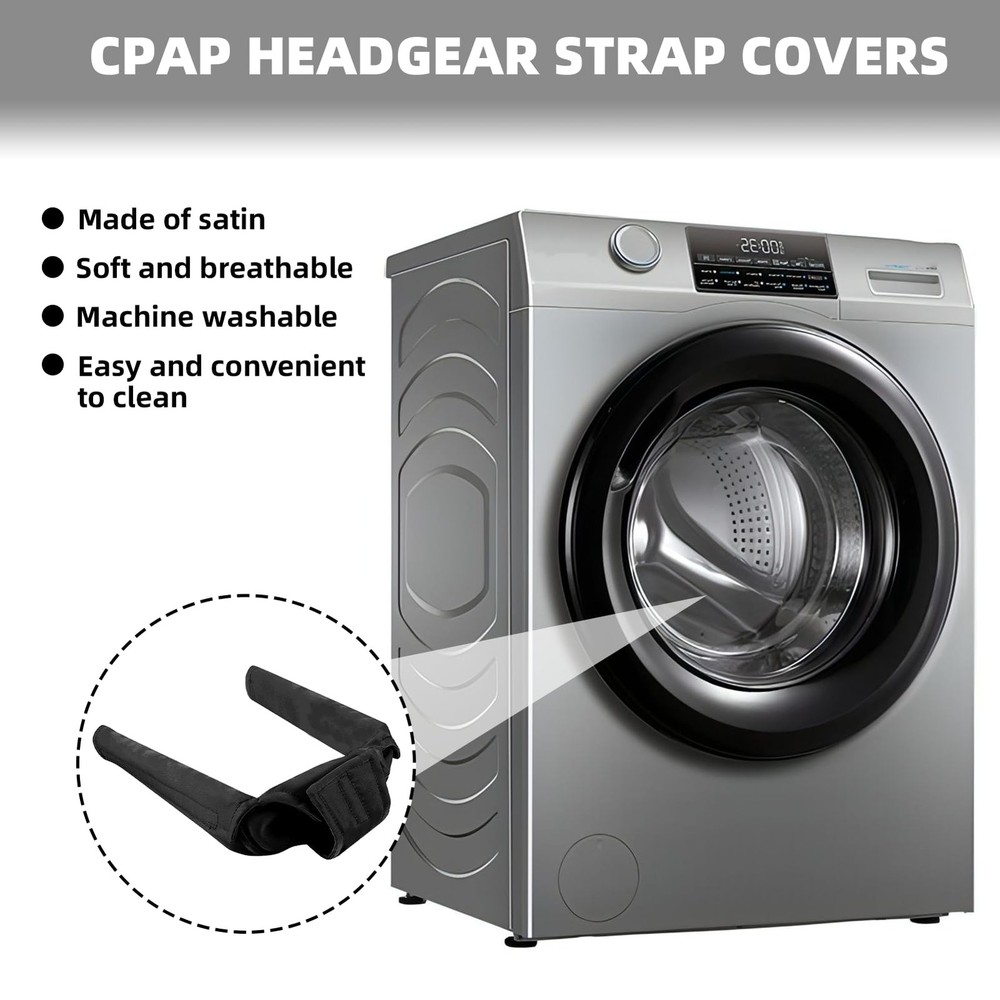 Satin CPAP Strap Covers Soft, Neck Pad for Headgear Straps, Black
