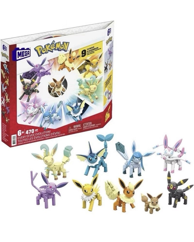 Mega Construx Pokemon Every Eevee Evolution Set - 9 To Build 470 Pcs *BOX DAMAGE