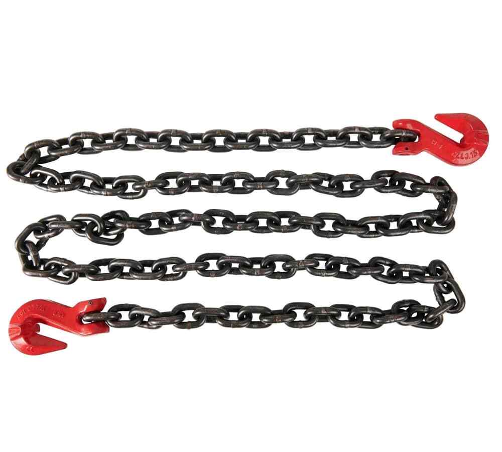 4 Pack G80 High Grade Transportation Chain w/ Grab Hooks - 3/8" x 16', 7100 l...