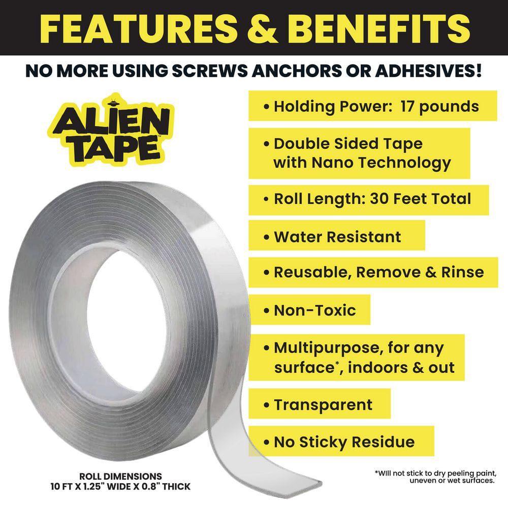 Alien Tape 10 ft. Multi-Surface Tape Reusable Double Sided , 3-Pack