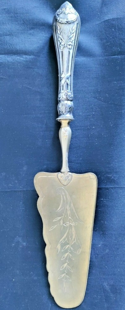 Ornate Unique Antique Silver Handle Fish Server