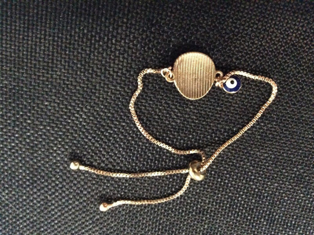 Turkish Evil Eye Adjustable Chain Amulet/Bracelet/Anklet 6”-9” Goldplated