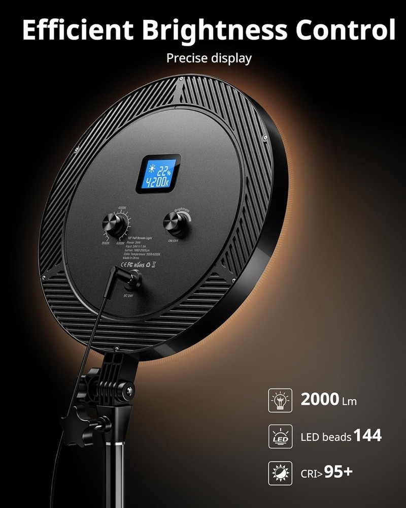 Professional Ring Light with Stand, Phone Holder & Remote 6500K LED Lighting