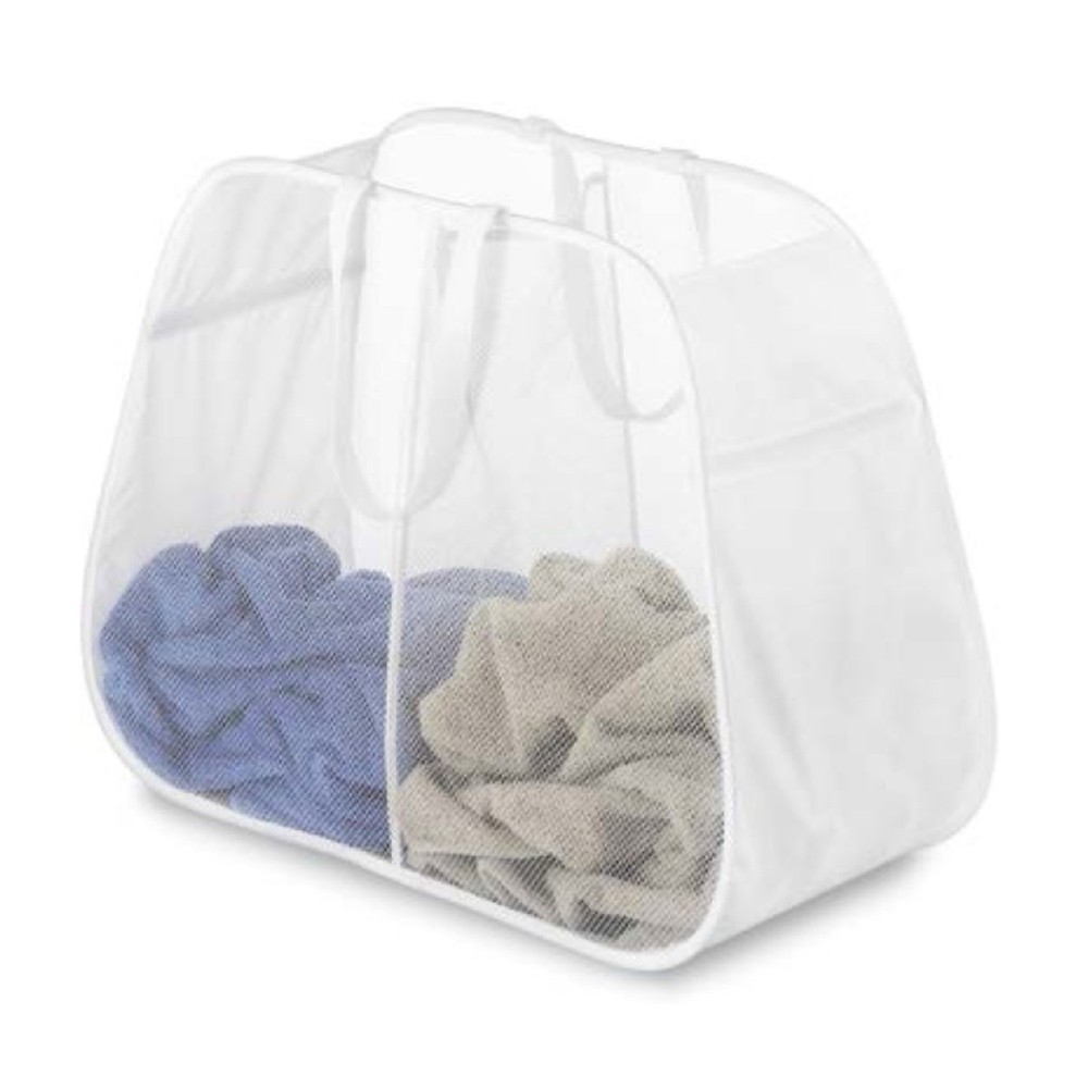 Whitmor Pop N' Fold White Duramesh Nylon Hamper