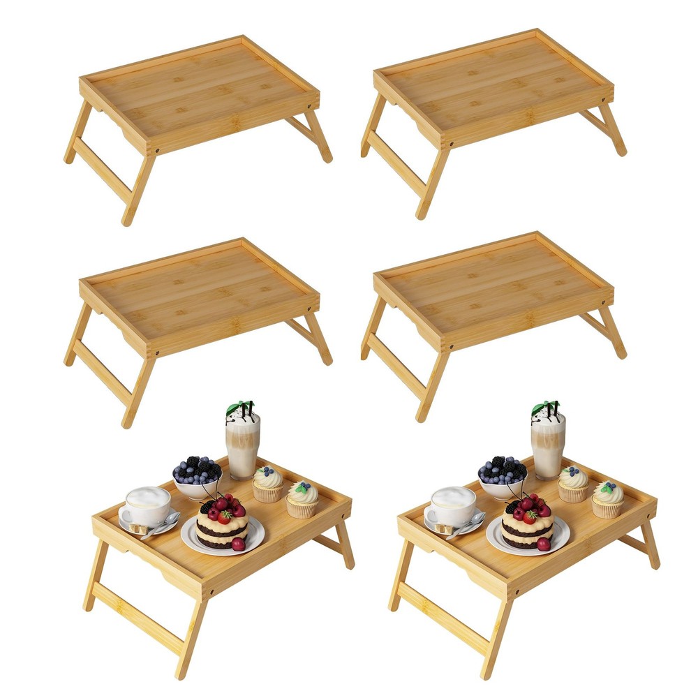 Bed Tray Table with Folding Legs, Bamboo Breakfast in Bed for Kitchen Serving...