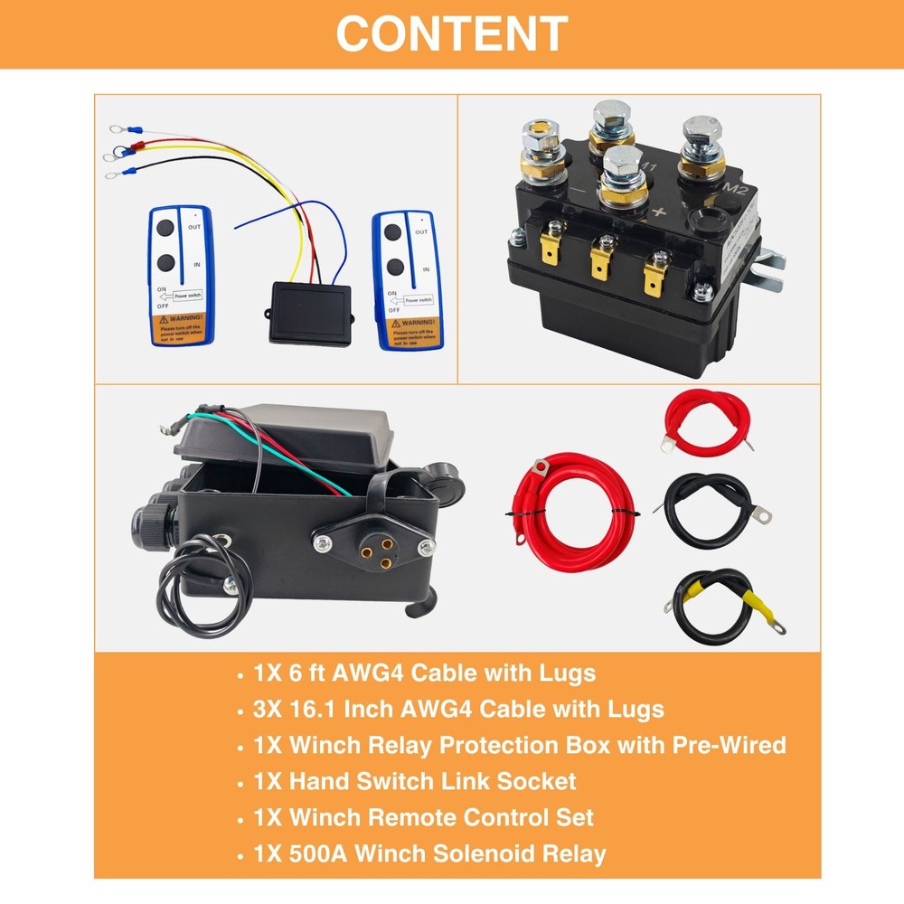 12V 500A Heavy-Duty Winch Solenoid Relay Control Box Wireless Remote Controller