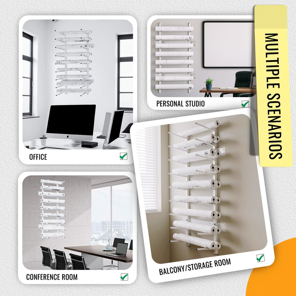 Wall Mount Blueprint Storage Rack Display Rack File Holder For Drawings Artwork