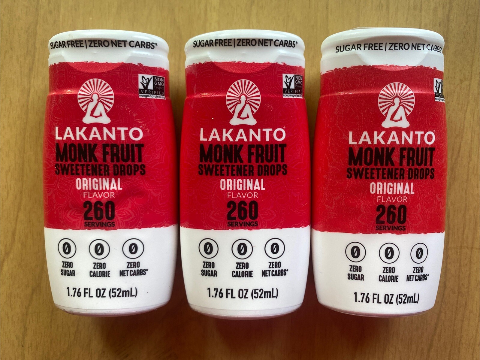 3x Lakanto Monk Fruit Sugar Free Sweetner Liquid Extract Drops 1.76oz 2/2027