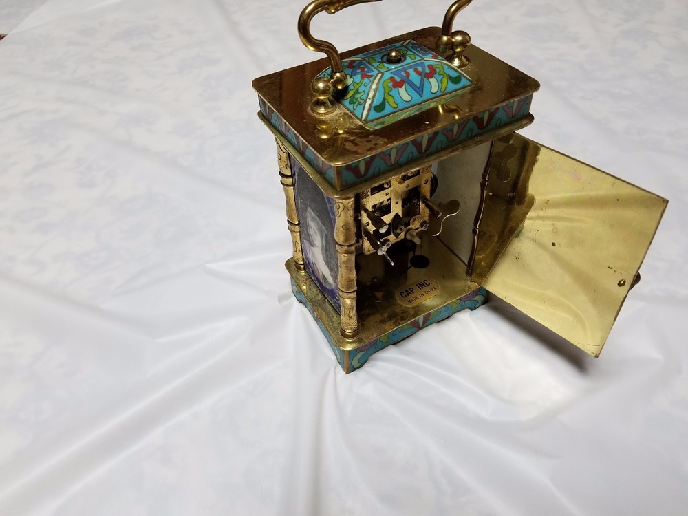 CLOCK - CLOISONN'E WIND UP CLOCK - GREAT DECORATOR PIECE