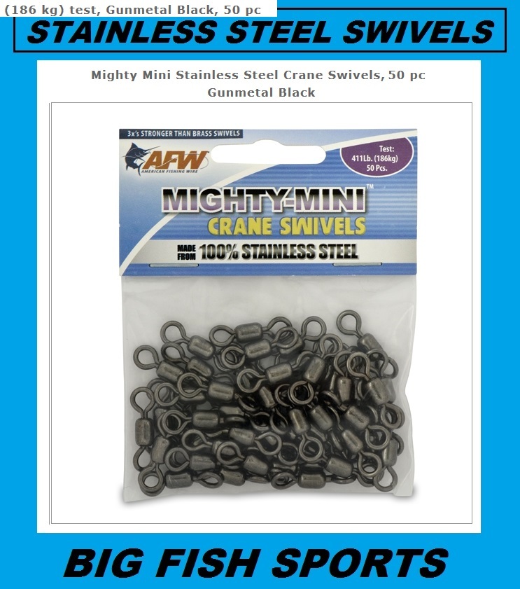 AFW MIGHTY-MINI Stainless Steel Crane Swivels 50 Pack SIZES 1,3,5,7,10,12,14,1/0