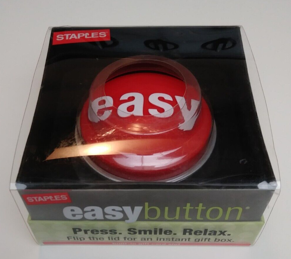 Staples Easybutton, "That Was Easy", Original Gift Box Packaging