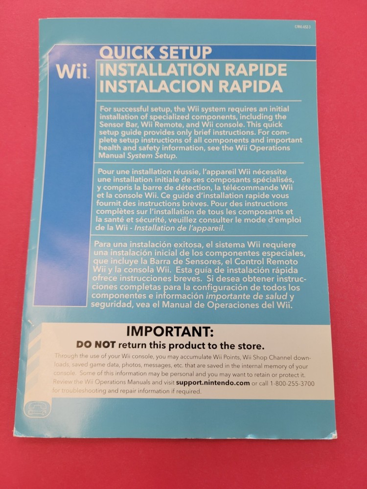 ¤ Wii Quick Setup Installation ¤ Manual Instruction Booklet Guide Authentic