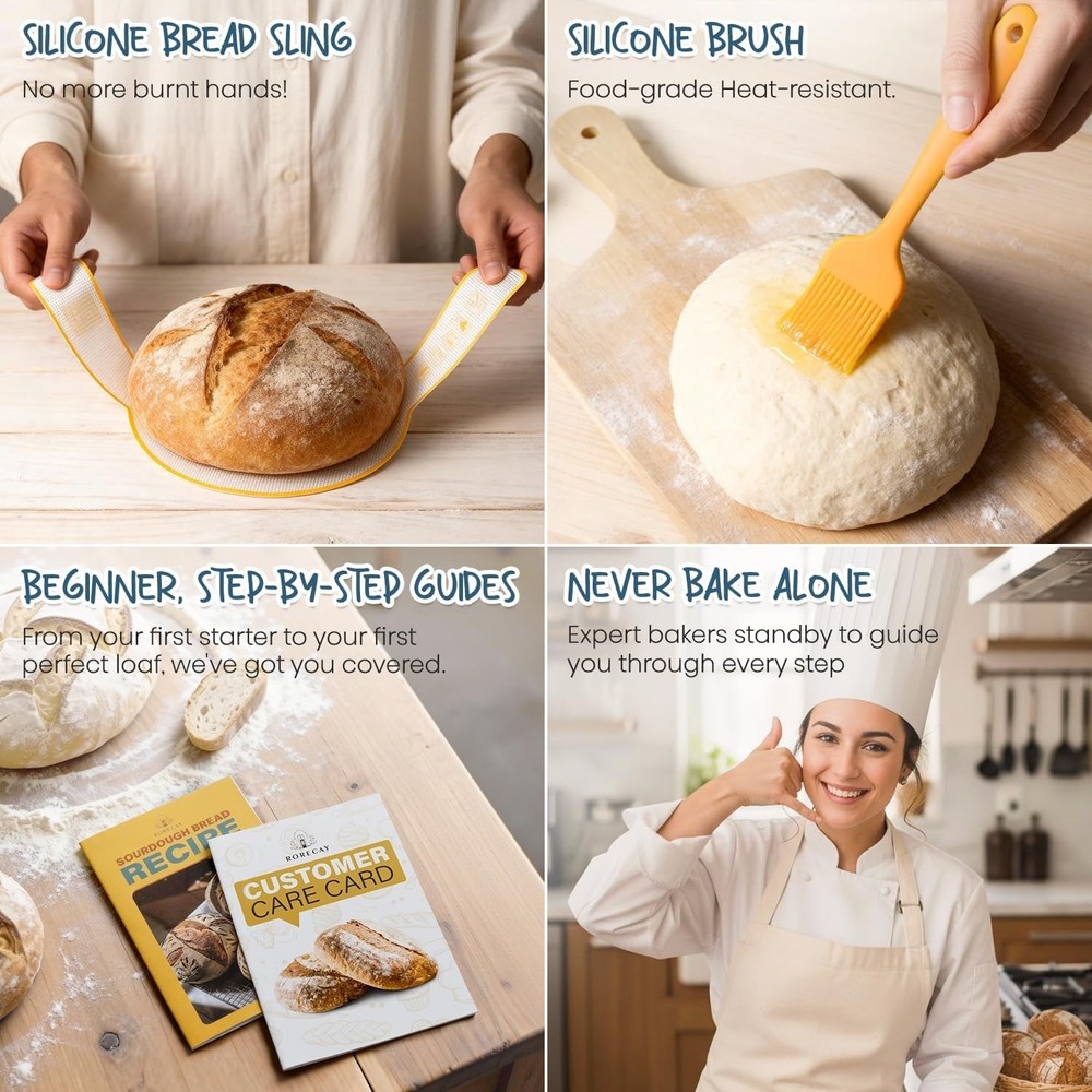All-in-One Bread Proofing Basket Set with Starter Jar