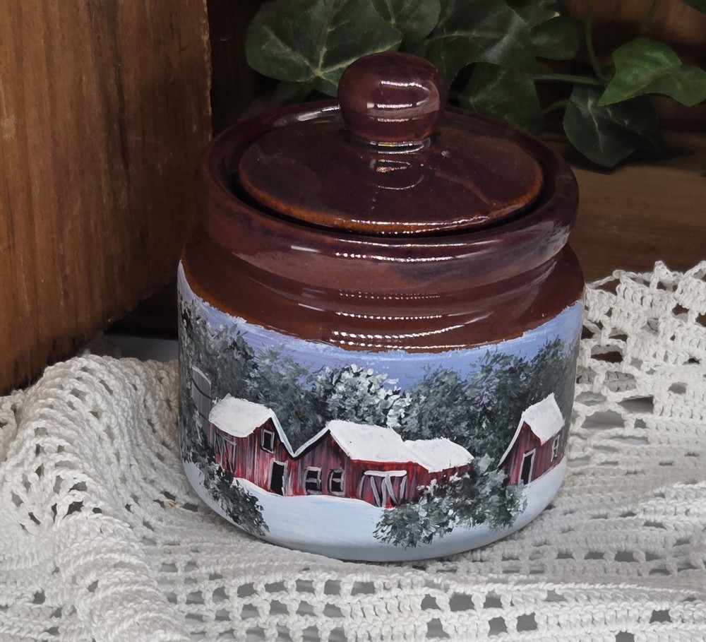 stoneware container (25073) hand painted