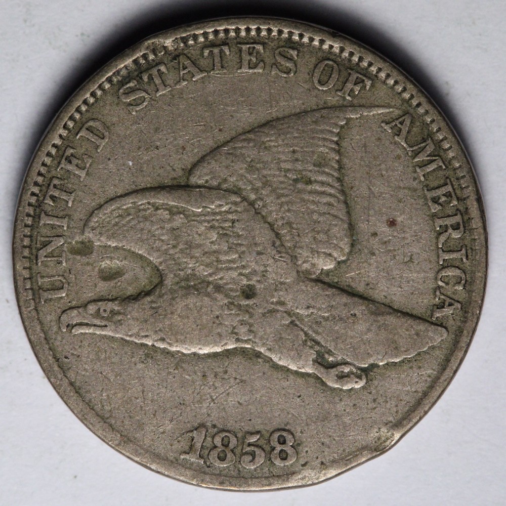 1858 LL Flying Eagle Cent Penny FINE+VF E140ZKVU