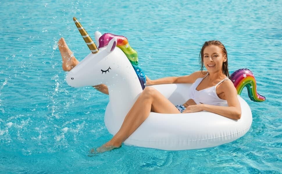 Inflatable Unicorn Flamingo Pool Floats - 2 Pack Pool Floaties Inflatables R...