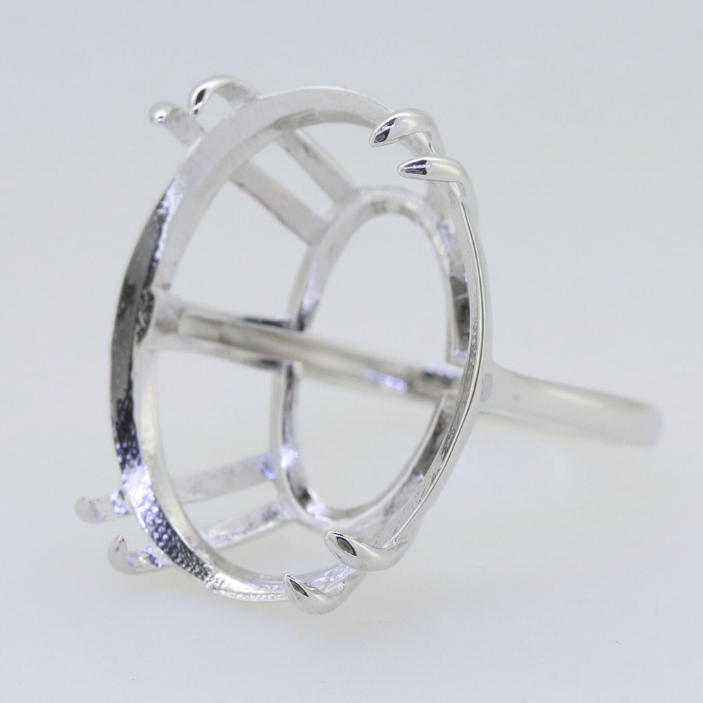 Sterling Silver Semi Mount Ring Setting Oval OV 27X21mm