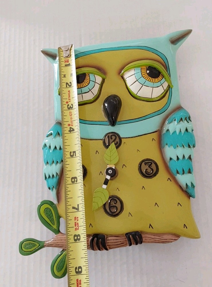 Allen Studio Designs Old Blue Owl Wall Clock Home Decor Working READ
