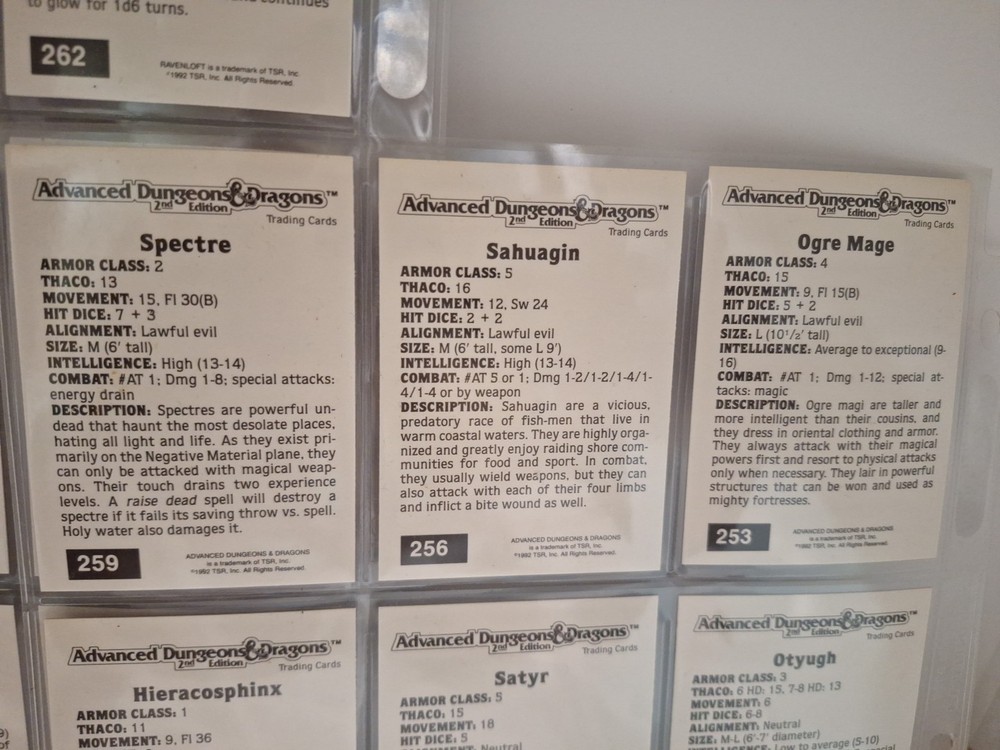 18 Dungeons And Dragons Cards. 1992