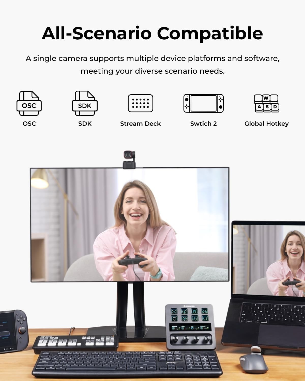 US OBSBOT Tiny 3 Lite AI-Powered Spatial Audio 4K Webcam for Laptop, Streaming