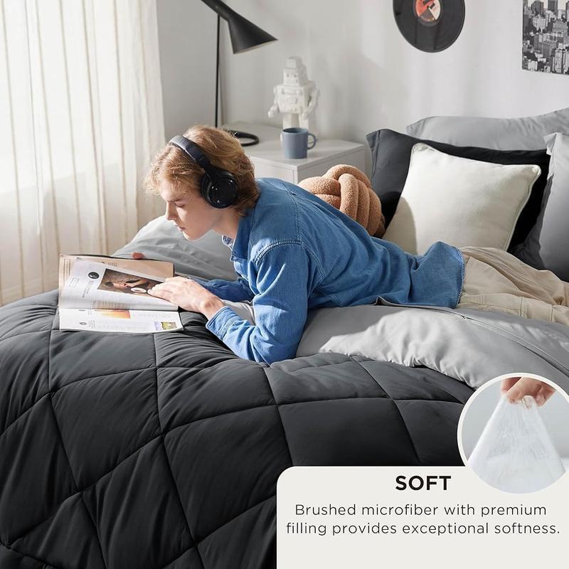 Reversible 7 Piece Full Comforter Set Bed in a Bag Down Alternative Soft Warm US