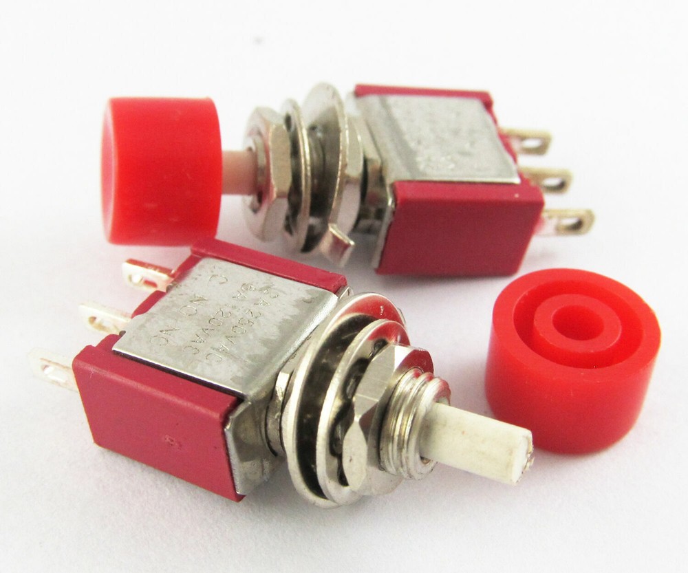 1pc Red Momentary SPDT Push Button Normal Open/Close Switch 3Pin 2A 250V/5A 120V