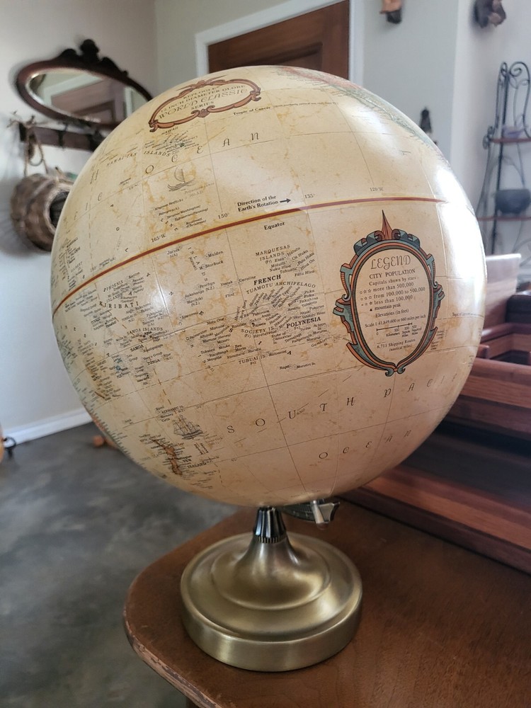 Vintage Replogle 12" Diameter Raised Relief Rotating World Classic Cart DONOVAN