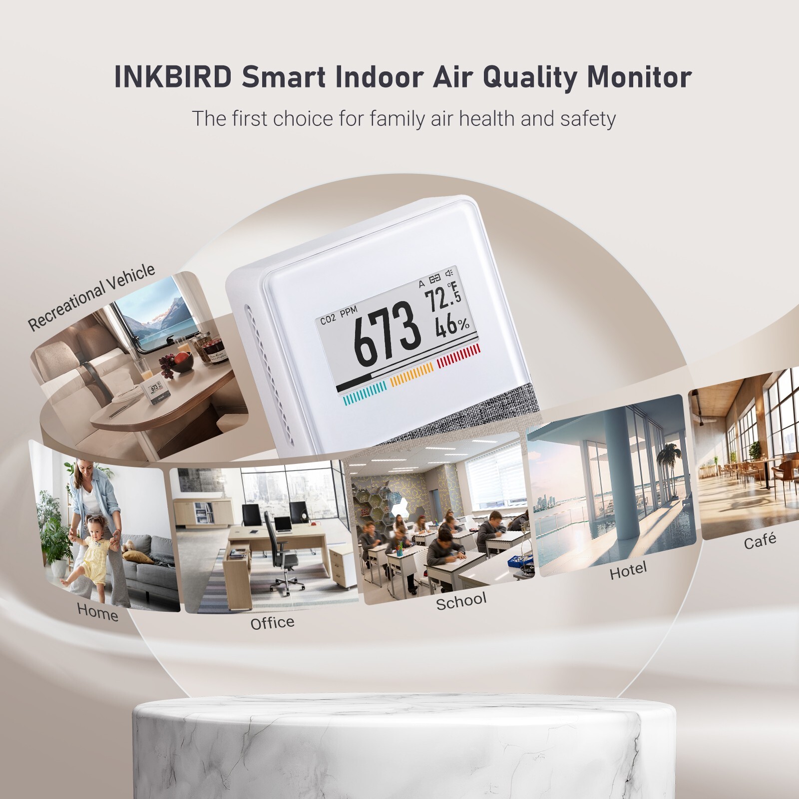 Wireless Indoor Air Quality Monitor INKBIRD IAM-T1 Electronic Ink Display NDIR