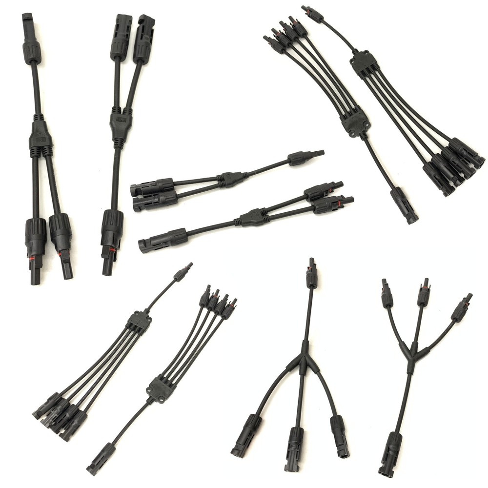 Solar Plug Adapter Solar Cable +/- Distributor Socket for Solar Panel with Cable