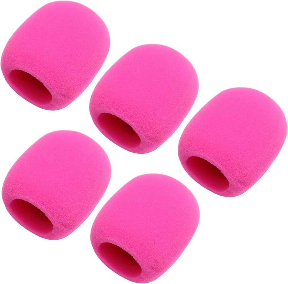 Fielect 5Pcs Microphone Cover Foam Mic Handheld Pink, Pink