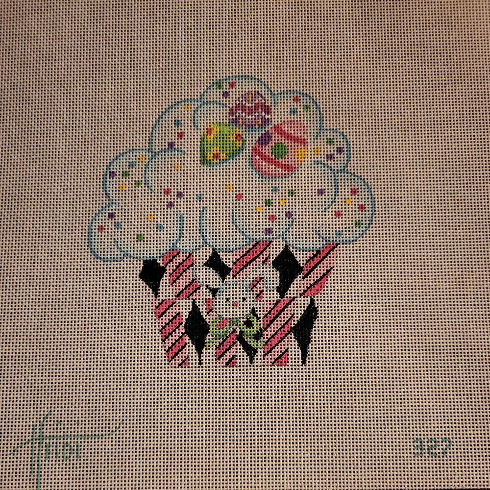 Sweet Bunny Easter Cupcake Needlepoint Canvas