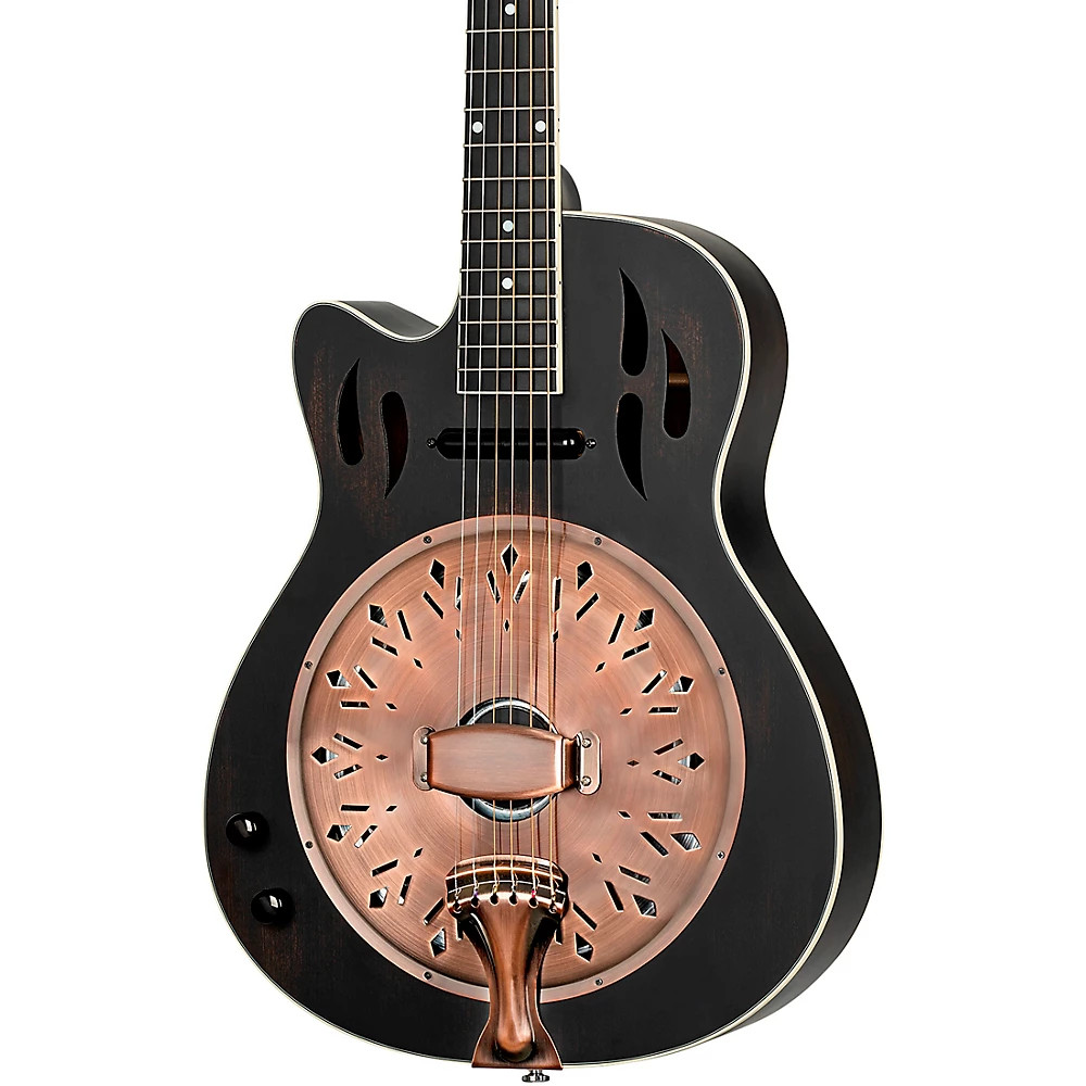 Ortega Left-Handed Concert Cutaway A/E Resonator Guitar Blk 197881417611 OB