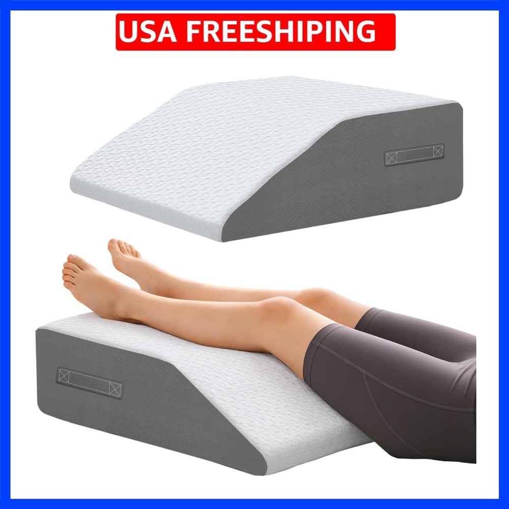 8" Leg Elevation Pillows Memory Foam Leg Support Bed Wedge Pillow Leg Elevate...