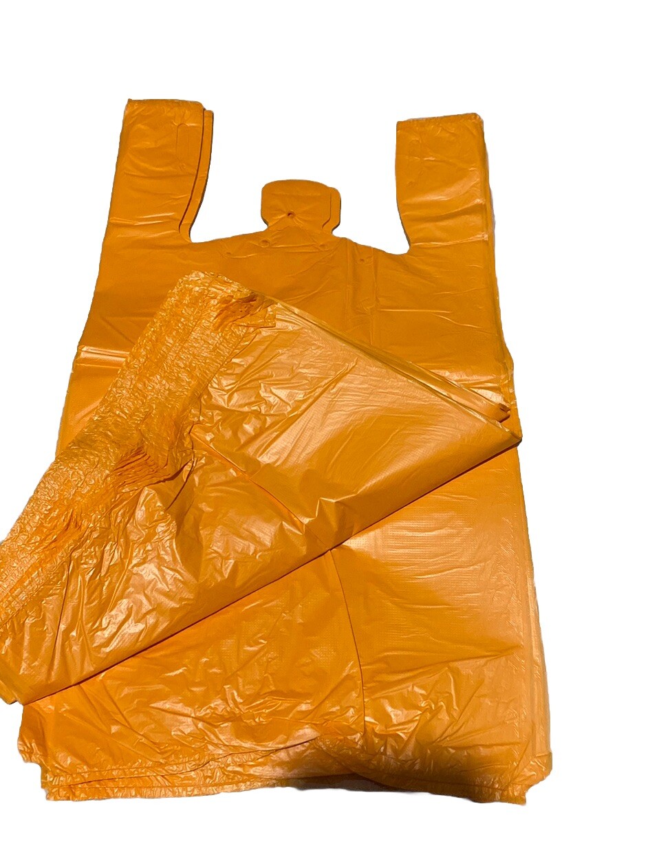 Bags 1/6 Large 21 x 6.5 x 11.5 Orange T-Shirt Plastic Grocery Shopping Bags 0.51