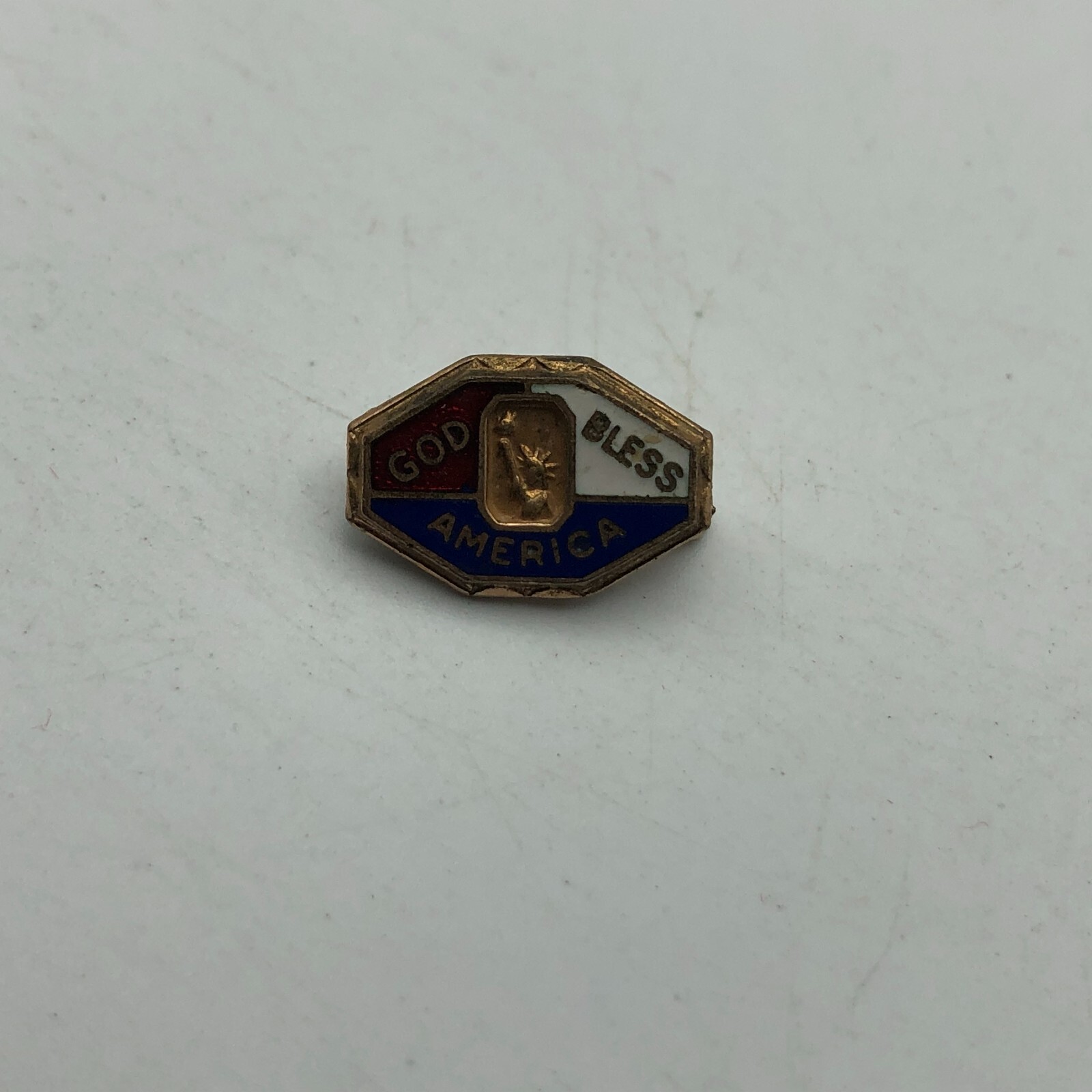 God Bless America 1923 Lady Liberty Vintage Enamel Lapel Pin