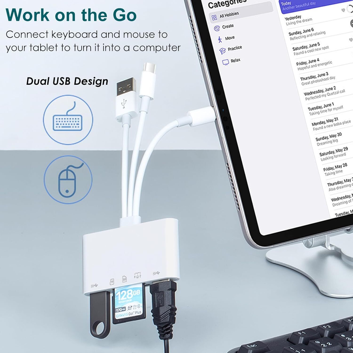 5 in 1 TypeC Fast USB3.0 OTG Adapter SD TF Card Reader For iPhone/Samsung/Camera