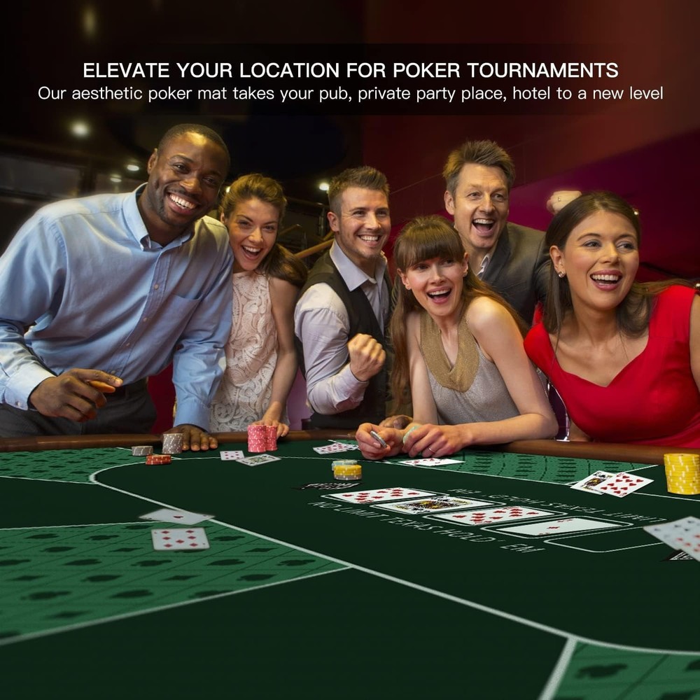 Large Rectangular Poker Mat for 6-8 Players