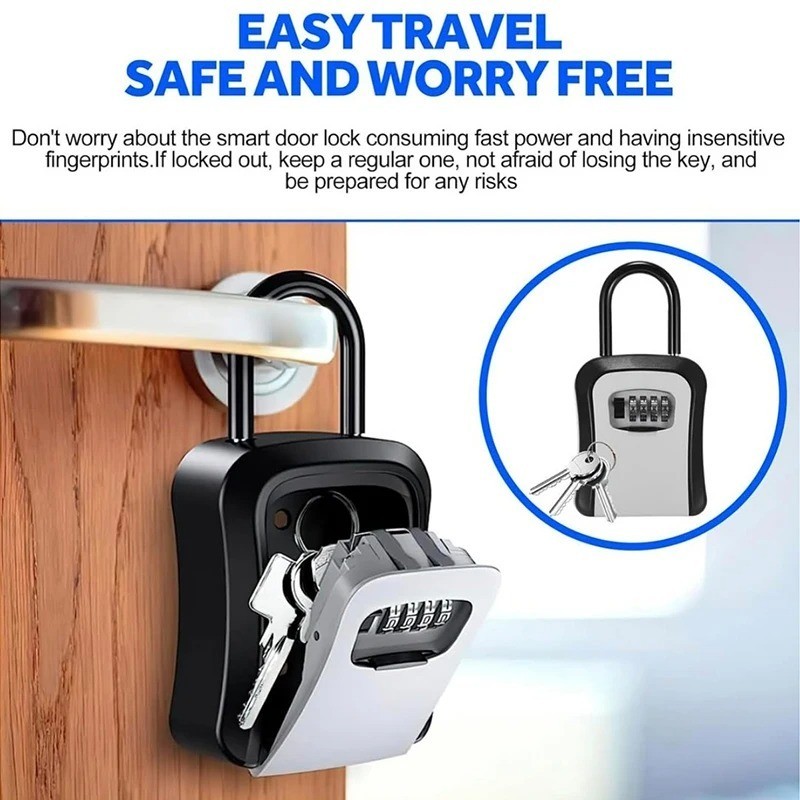 Key Safe 4-Digit Combination Lock Box Wall Mount Storage Safe Security Outdoor
