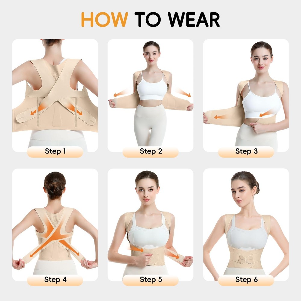 Posture Corrector for , Invisible Lightweight Adjustable Back Brace for Upper...