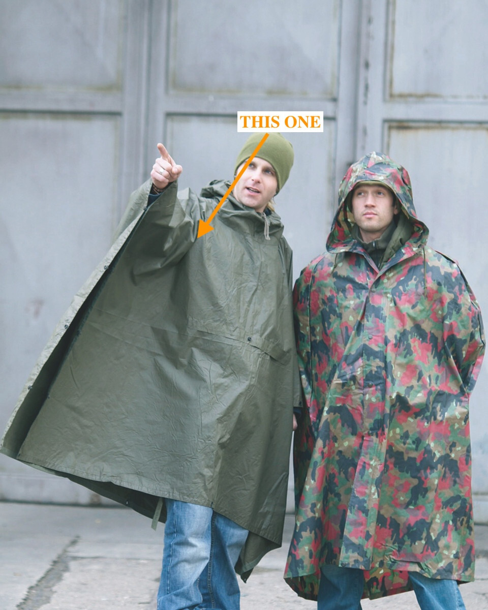 German army wet weather Rain poncho waterproof olive hood shelter cape US STOCK