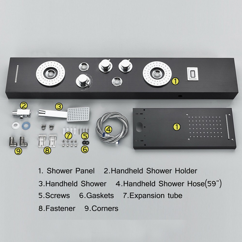 Shower Panel Tower System Stainless Steel 5 Function Rain&Waterfall Faucet Set
