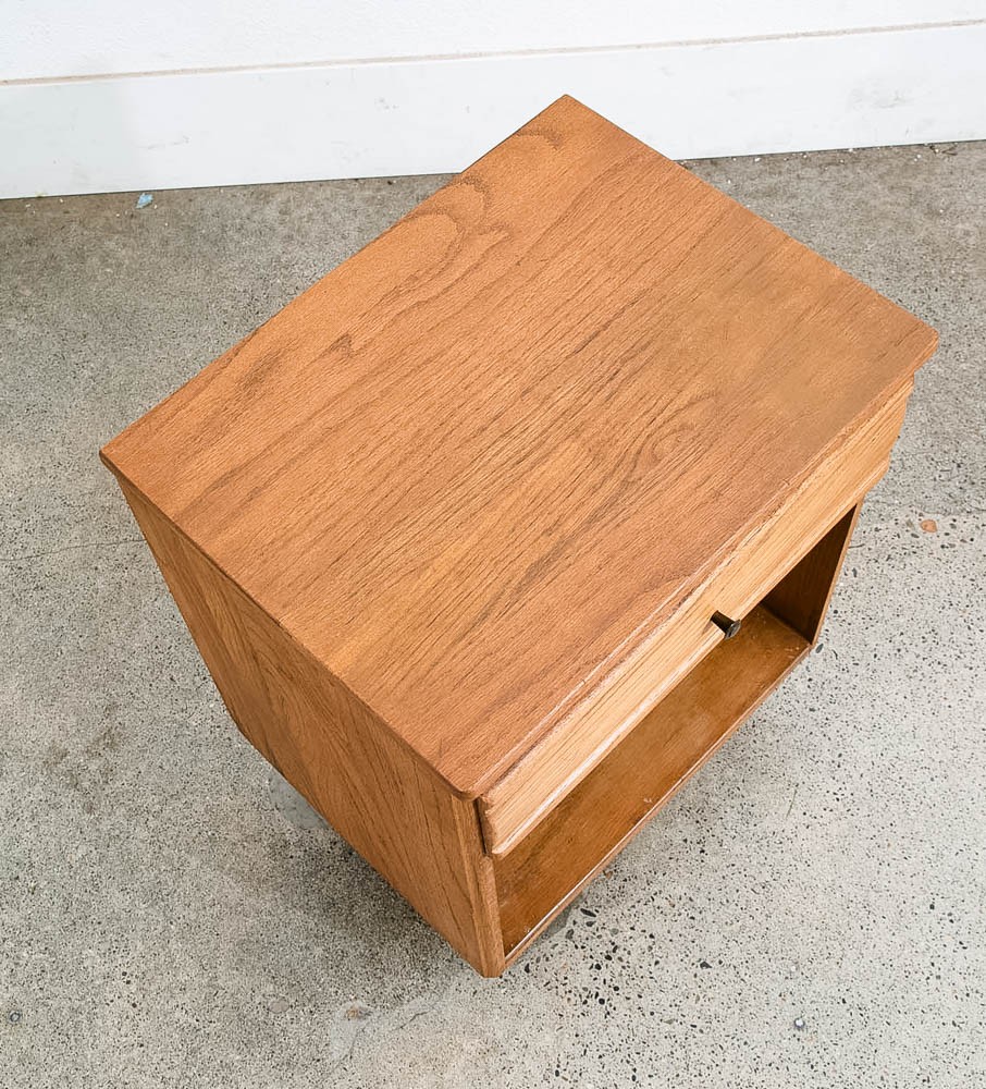 Mid Century Modern Nightstand End Side Table Solid Oak Drawer Vintage Single Mcm