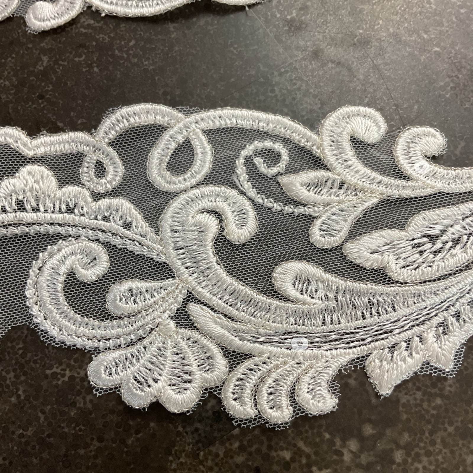 Embroidered white lace on tulle subtle sequined bridal sewing trim 8 yards