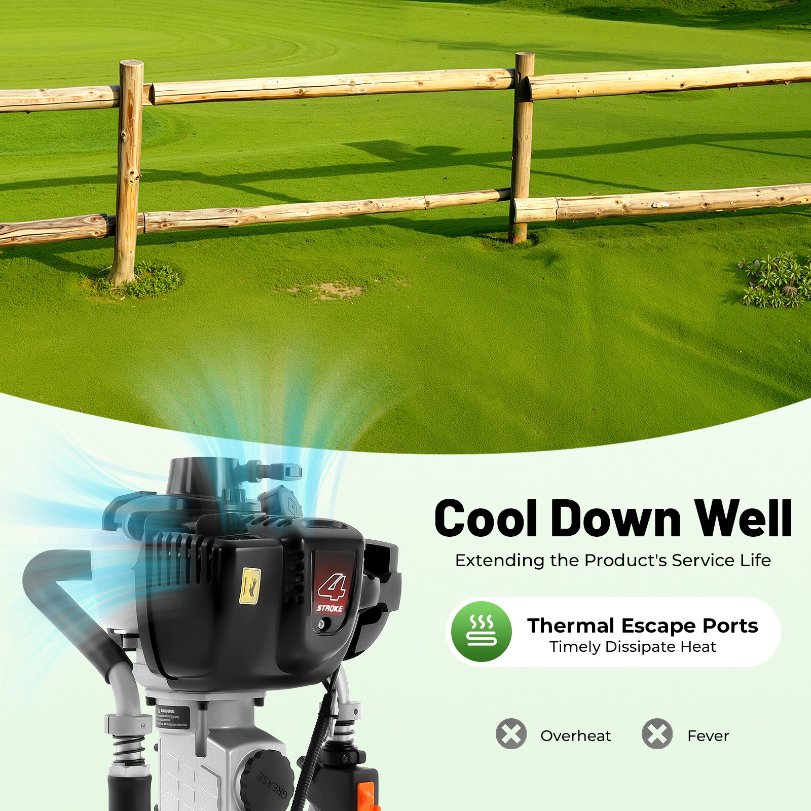 4 Stroke Gas Powered Driver Fence Farm Push Pile Gasoline Engine Kit 37.7CC